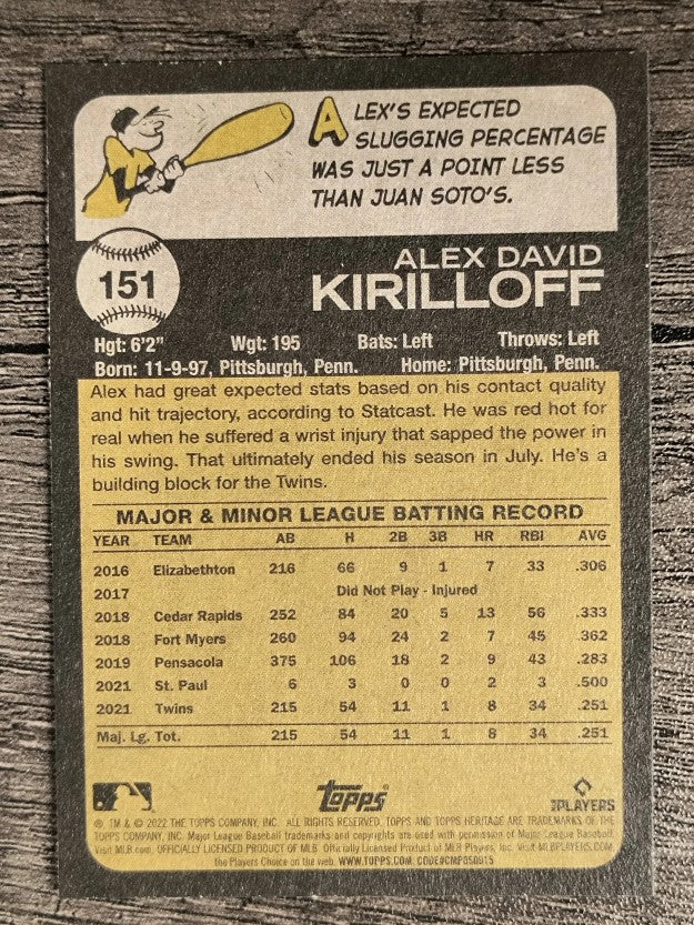 2022 Topps Heritage #151 Alex Kirilloff