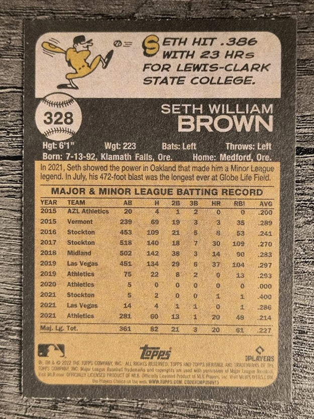 2022 Topps Heritage #328 Seth Brown