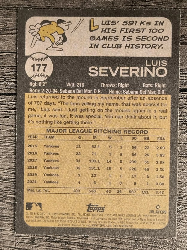 2022 Topps Heritage #177 Luis Severino