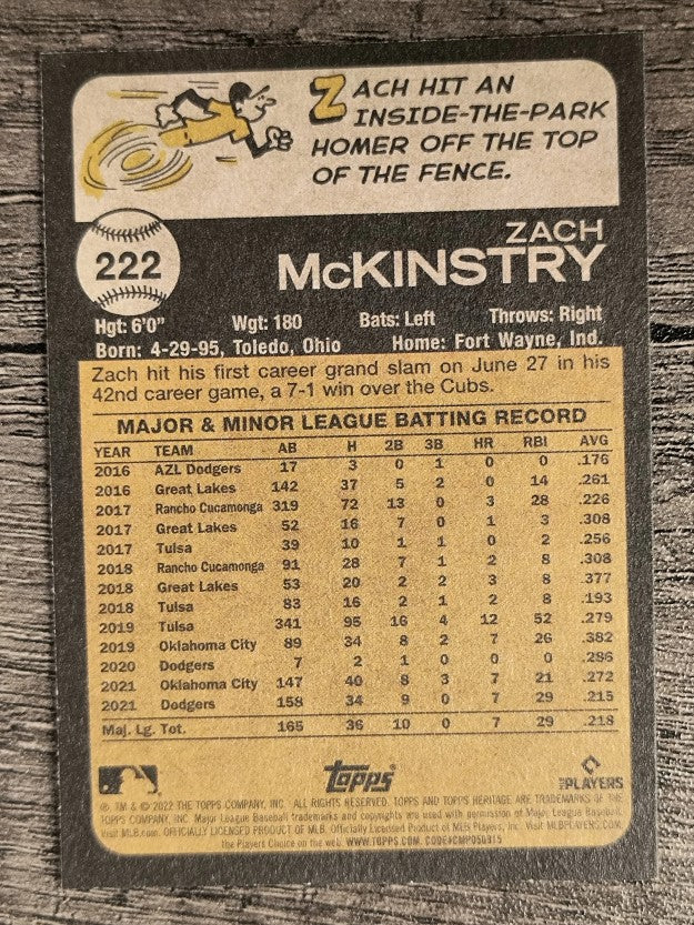 2022 Topps Heritage #222 Zach McKinstry