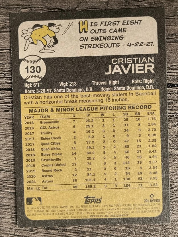 2022 Topps Heritage #130 Cristian Javier