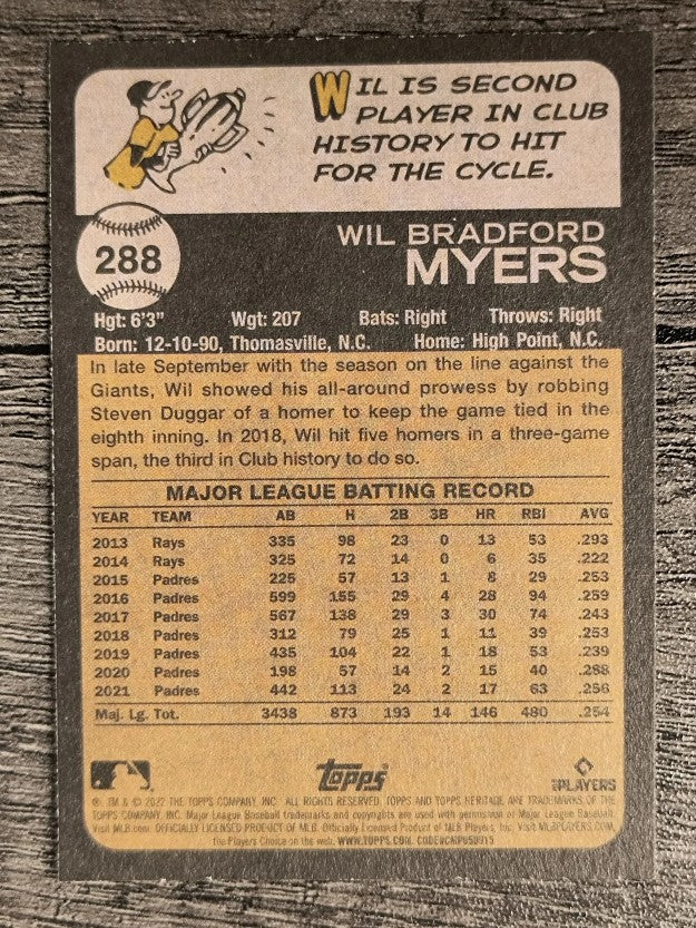 2022 Topps Heritage #288 Wil Myers