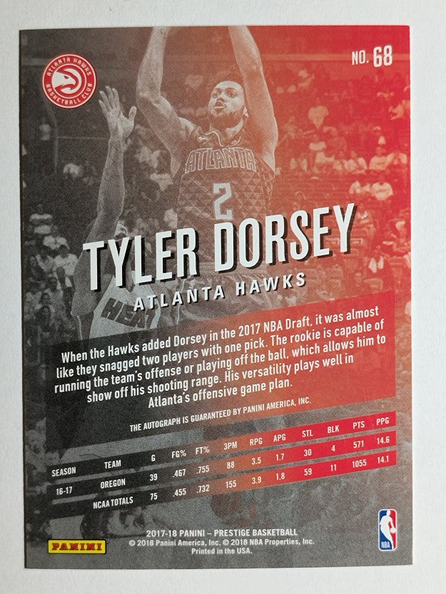 2017-18 Prestige Bonus Shots Signatures #68 Tyler Dorsey