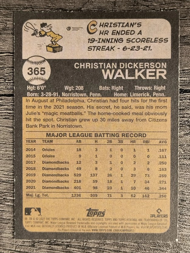 2022 Topps Heritage #365 Christian Walker