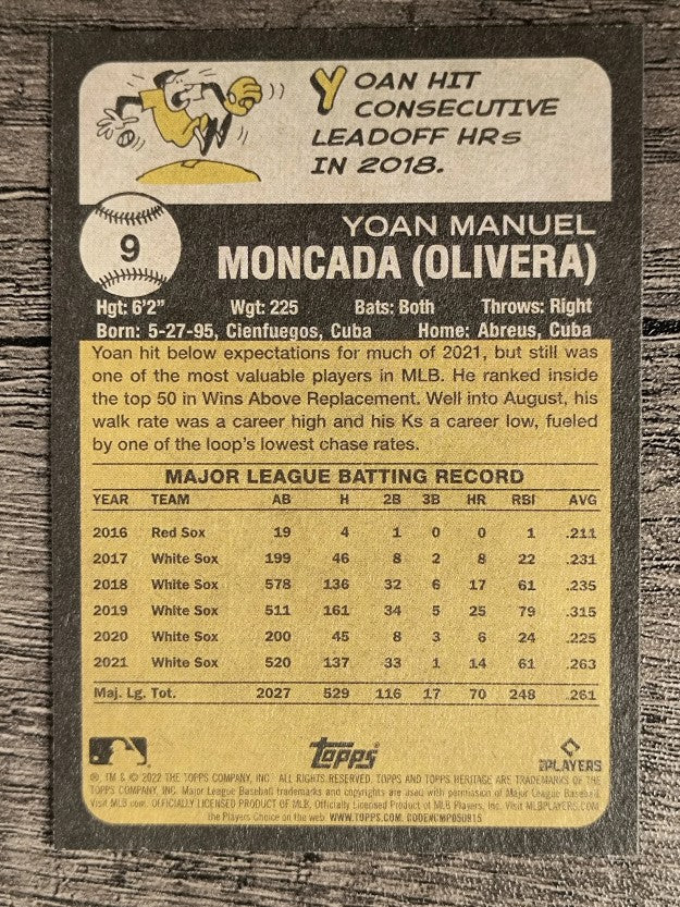 2022 Topps Heritage #9 Yoan Moncada