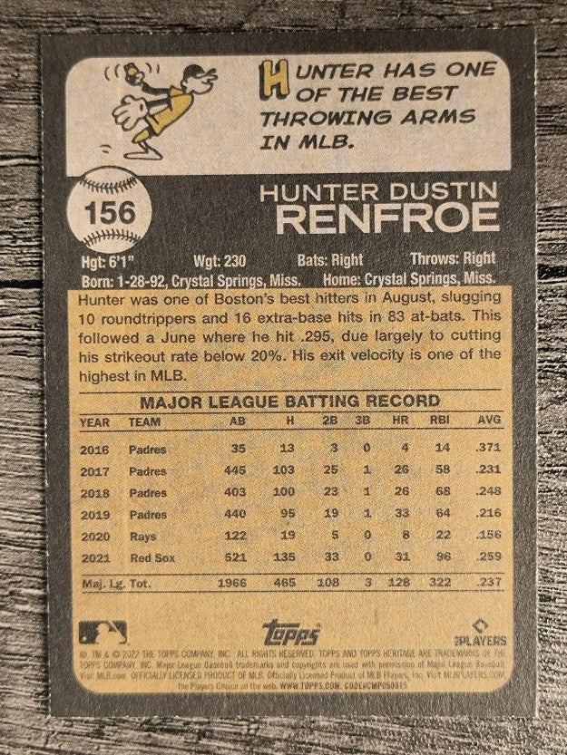 2022 Topps Heritage #156 Hunter Renfroe