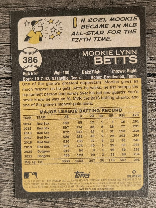 2022 Topps Heritage #386 Mookie Betts