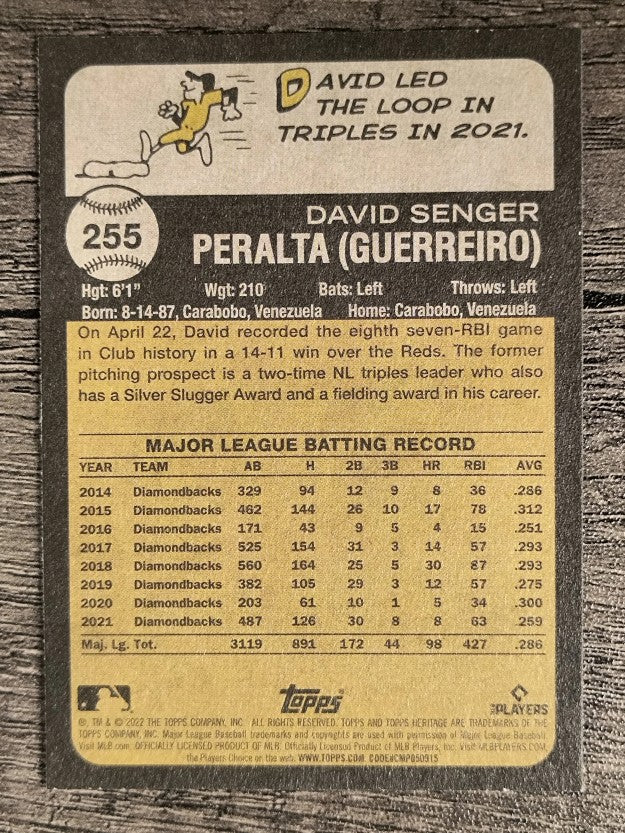 2022 Topps Heritage #255 David Peralta