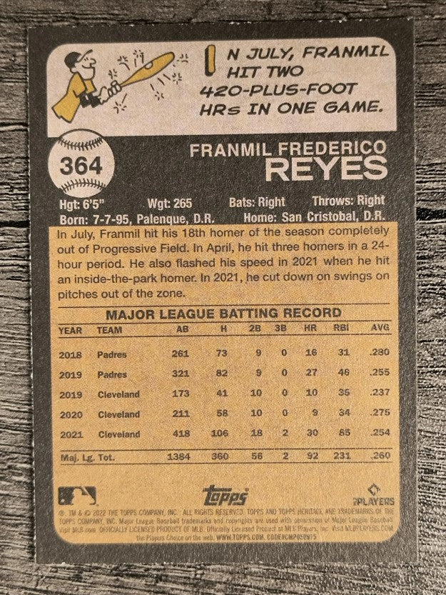 2022 Topps Heritage #364 Franmil Reyes