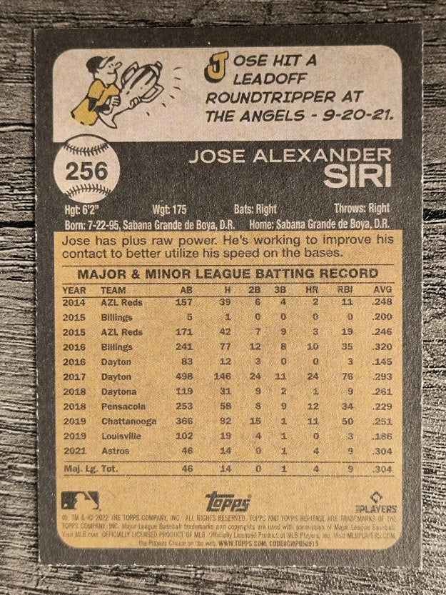 2022 Topps Heritage #256 Jose Siri RC