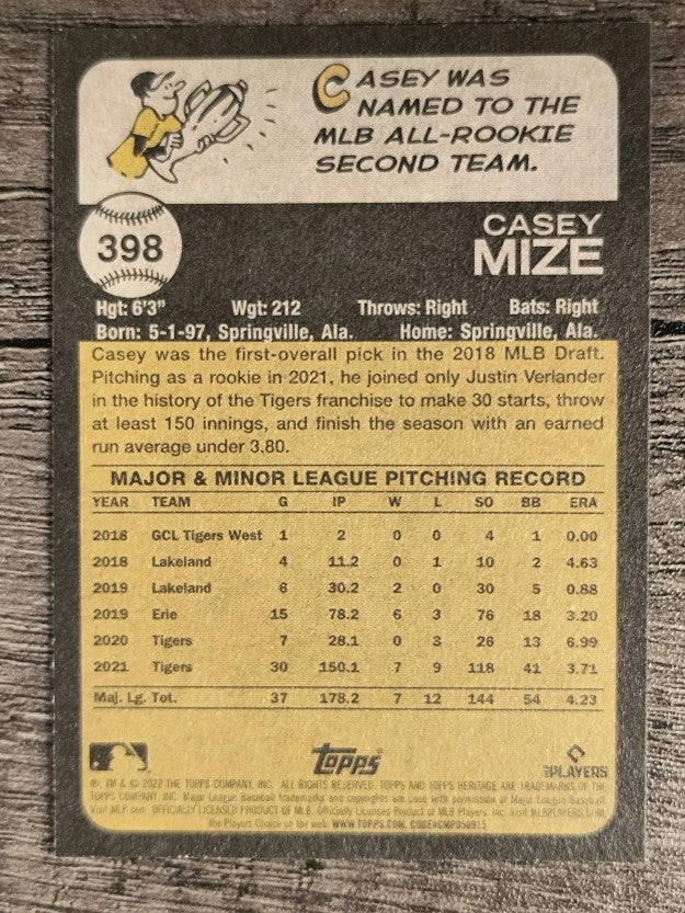 2022 Topps Heritage #398 Casey Mize
