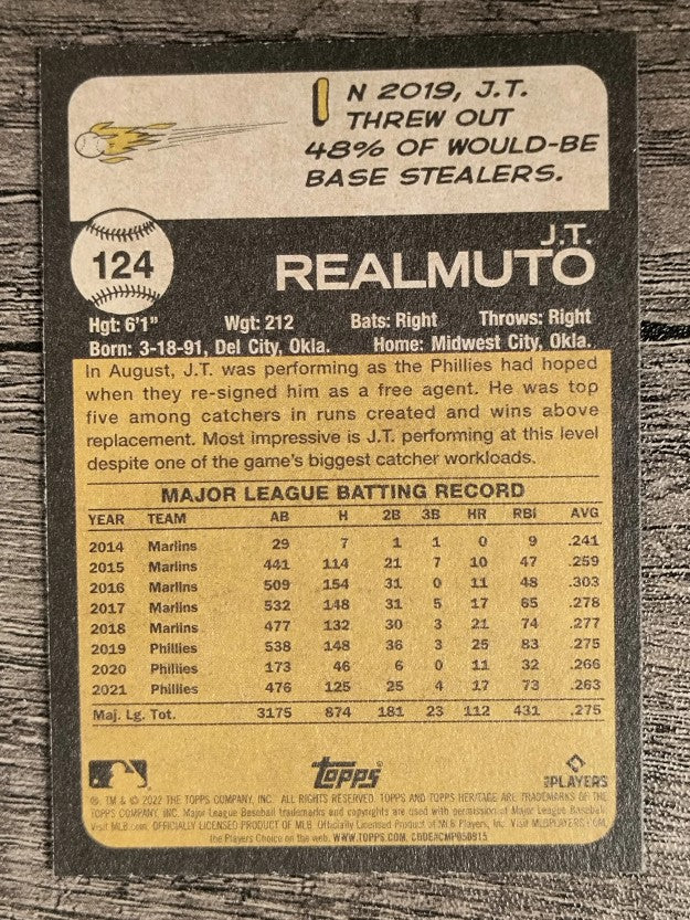 2022 Topps Heritage #124 J.T. Realmuto
