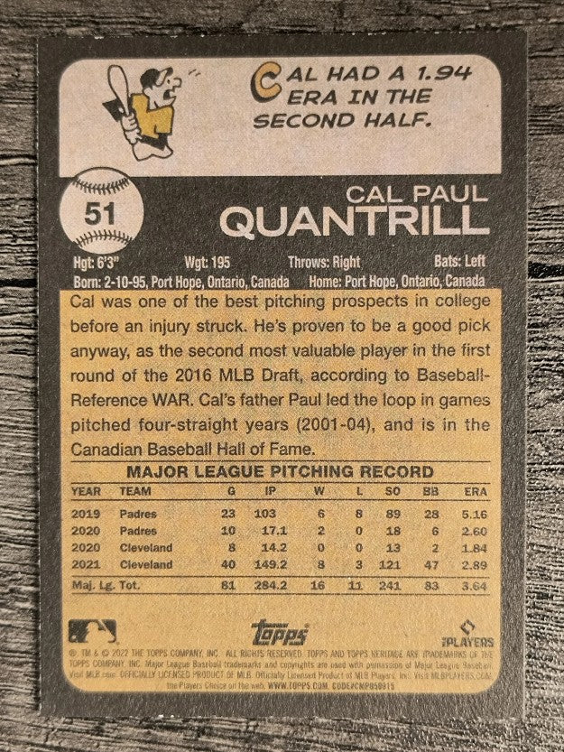 2022 Topps Heritage #51 Cal Quantrill