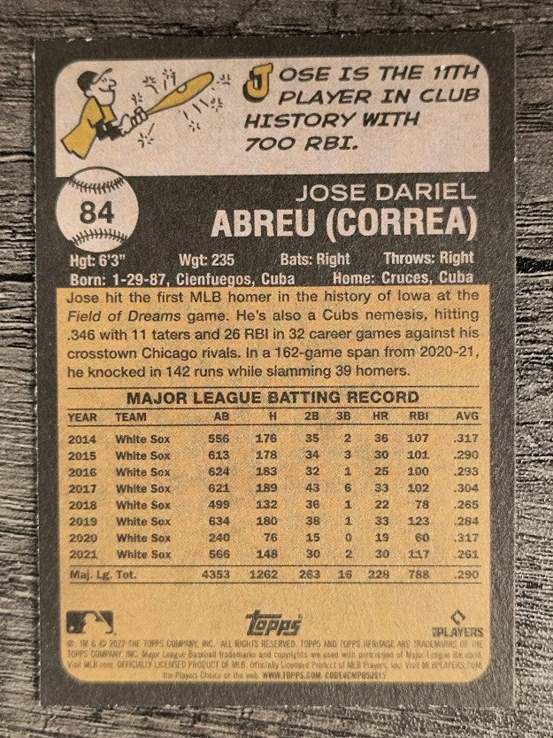 2022 Topps Heritage #84 Jose Abreu