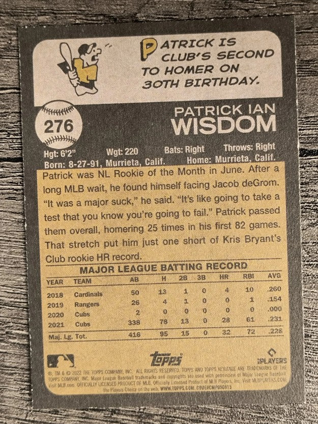 2022 Topps Heritage #276 Patrick Wisdom