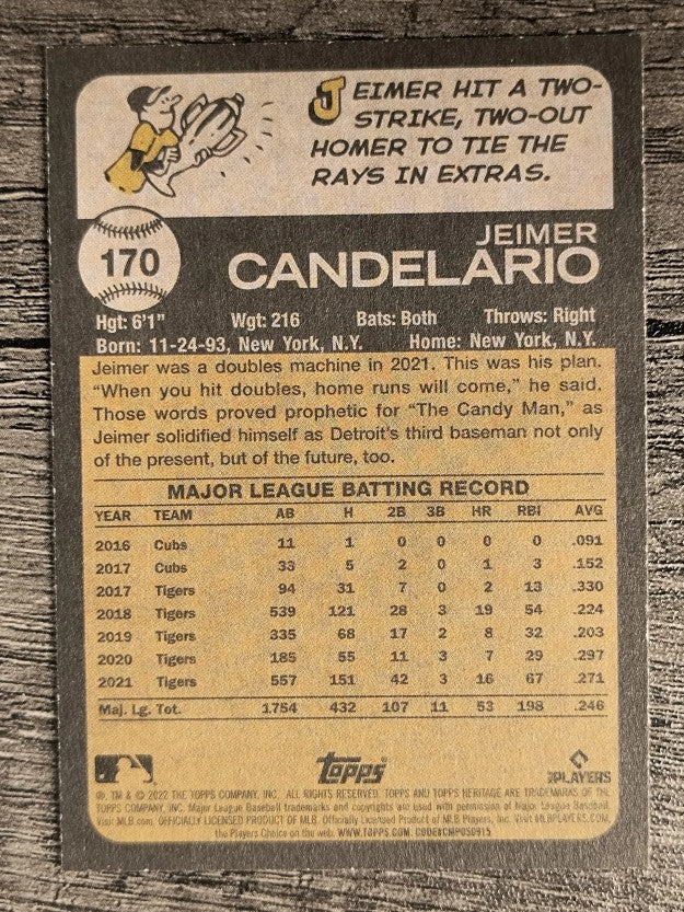 2022 Topps Heritage #170 Jeimer Candelario