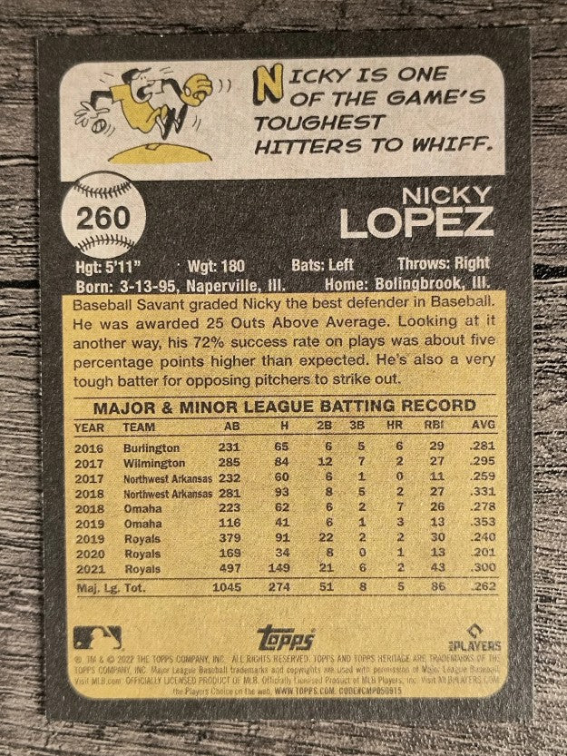 2022 Topps Heritage #260 Nicky Lopez