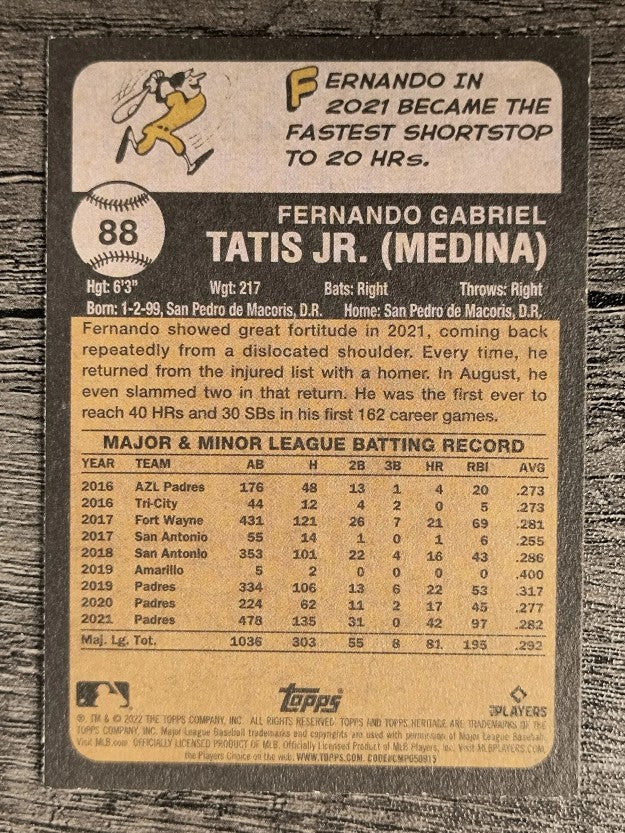 2022 Topps Heritage #88 Fernando Tatis Jr.
