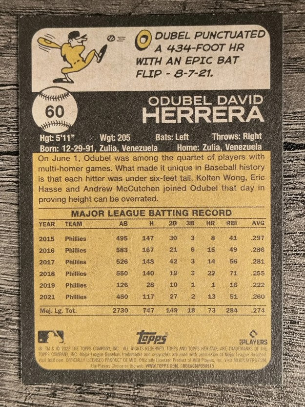 2022 Topps Heritage #60 Odubel Herrera