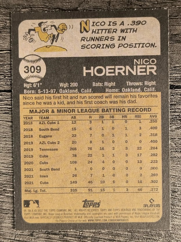 2022 Topps Heritage #309 Nico Hoerner