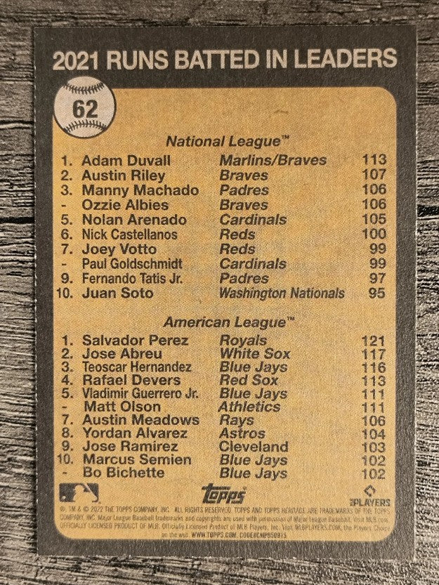 2022 Topps Heritage #62 Salvador Perez/Adam Duvall
