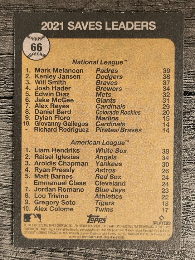 2022 Topps Heritage #66 Liam Hendriks/Mark Melancon