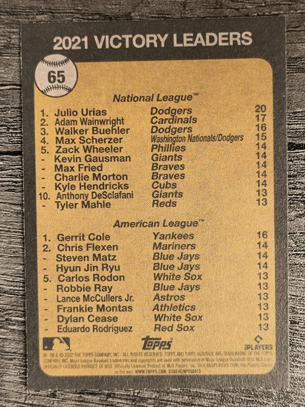 2022 Topps Heritage #65 Julio Urias/Gerrit Cole