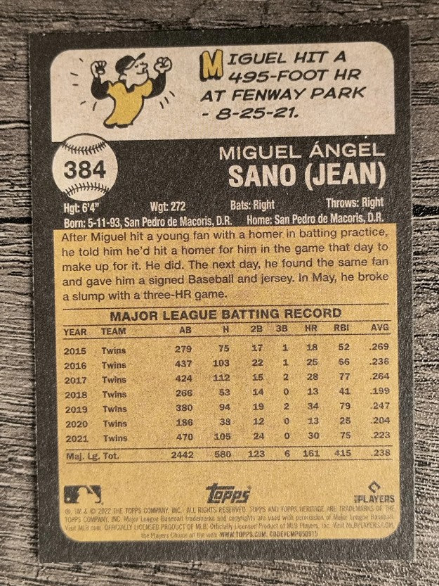 2022 Topps Heritage #384 Miguel Sano