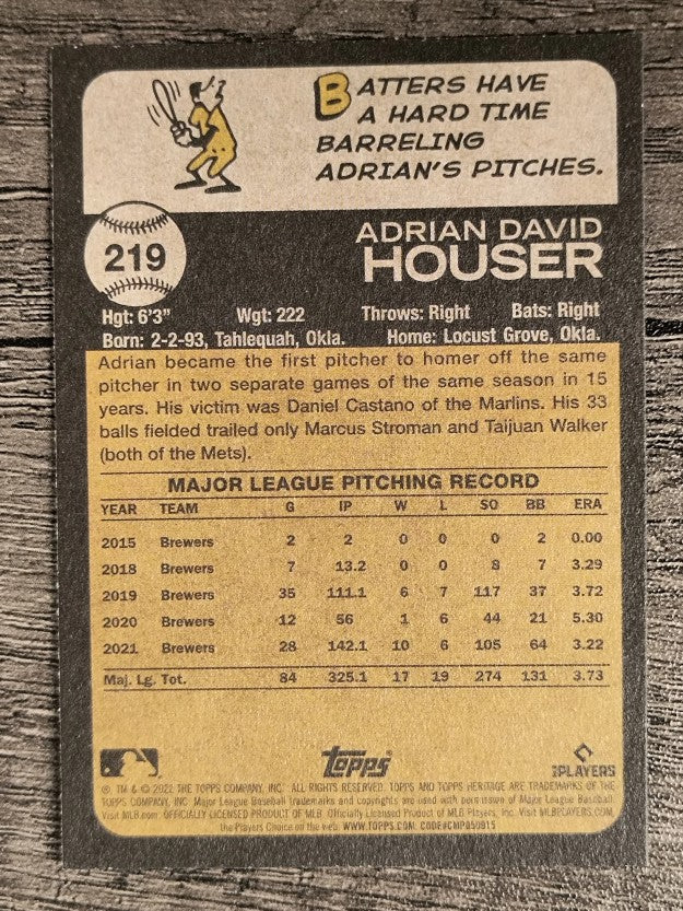 2022 Topps Heritage #219 Adrian Houser