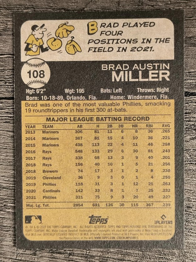2022 Topps Heritage #108 Brad Miller