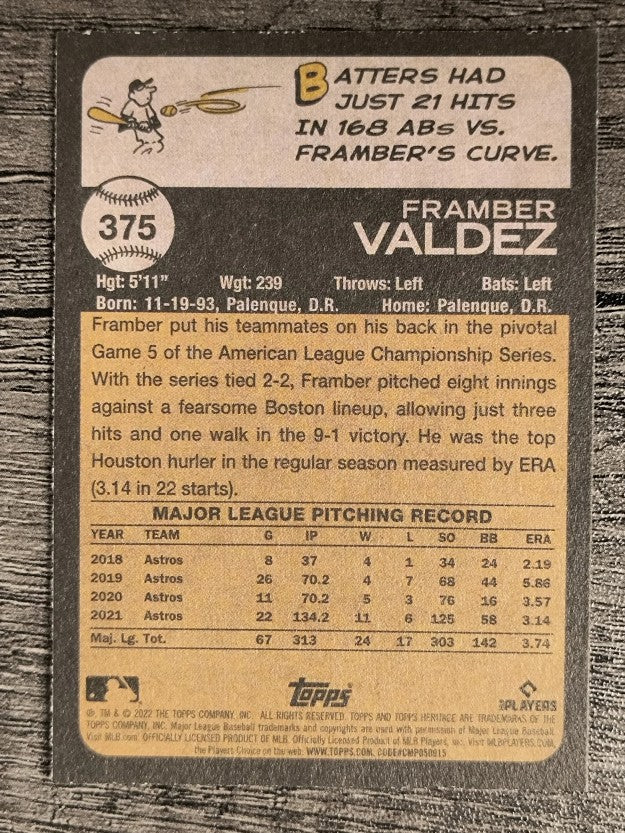 2022 Topps Heritage #375 Framber Valdez