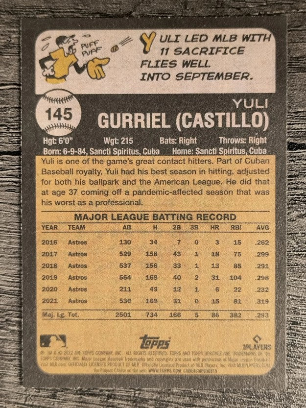 2022 Topps Heritage #145 Yuli Gurriel