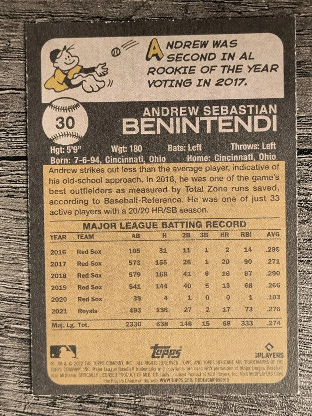 2022 Topps Heritage #30 Andrew Benintendi