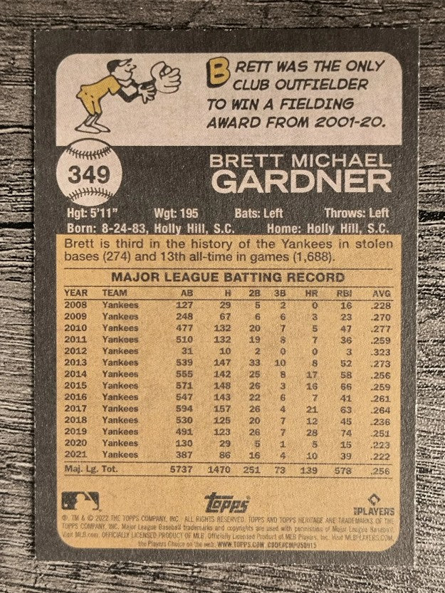 2022 Topps Heritage #349 Brett Gardner