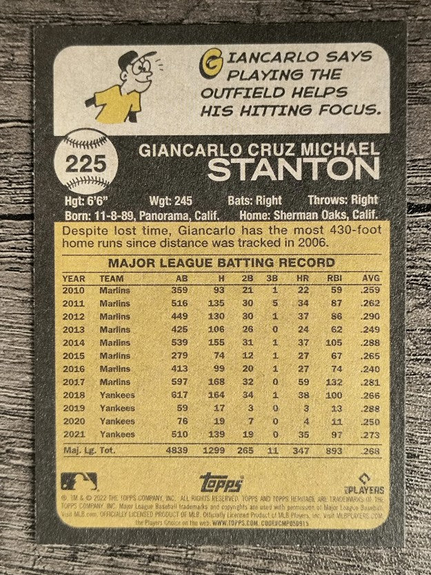 2022 Topps Heritage #225 Giancarlo Stanton
