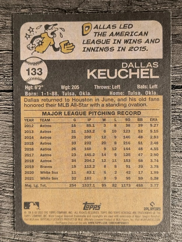 2022 Topps Heritage #133 Dallas Keuchel