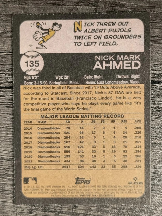 2022 Topps Heritage #135 Nick Ahmed