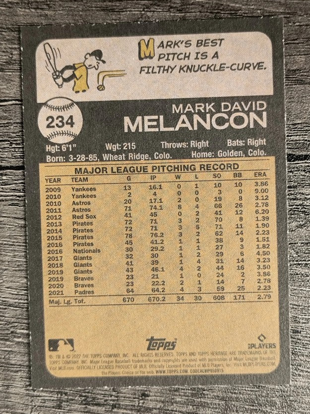2022 Topps Heritage #234 Mark Melancon
