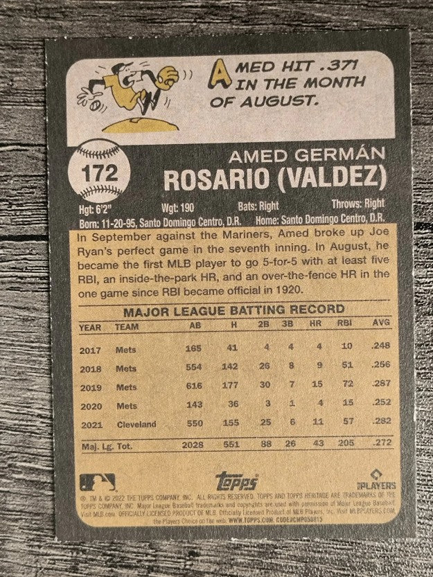 2022 Topps Heritage #172 Amed Rosario