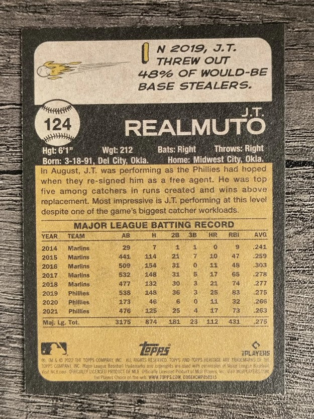 2022 Topps Heritage #124 J.T. Realmuto