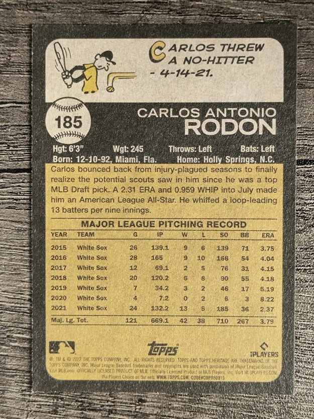 2022 Topps Heritage #185 Carlos Rodon