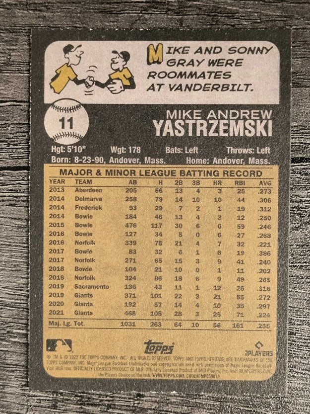 2022 Topps Heritage #11 Mike Yastrzemski