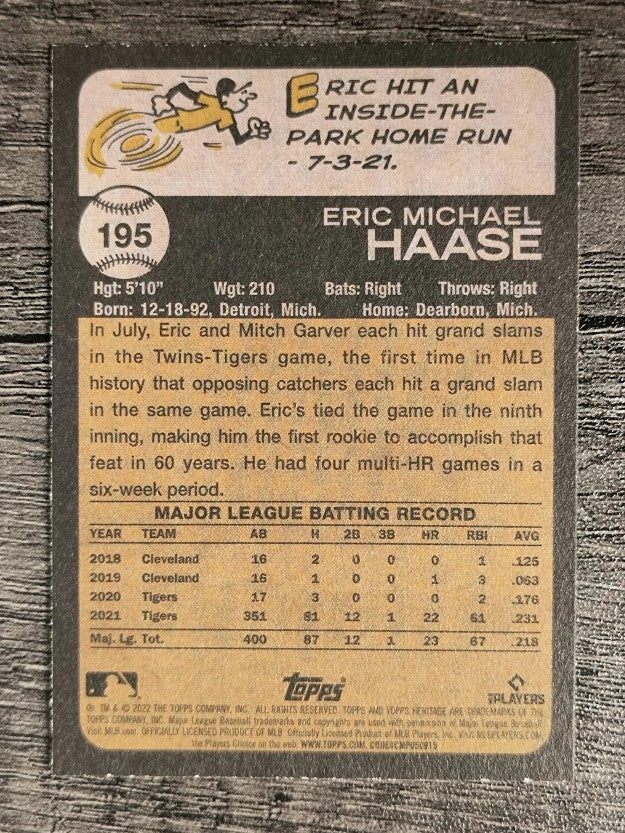 2022 Topps Heritage #195 Eric Haase