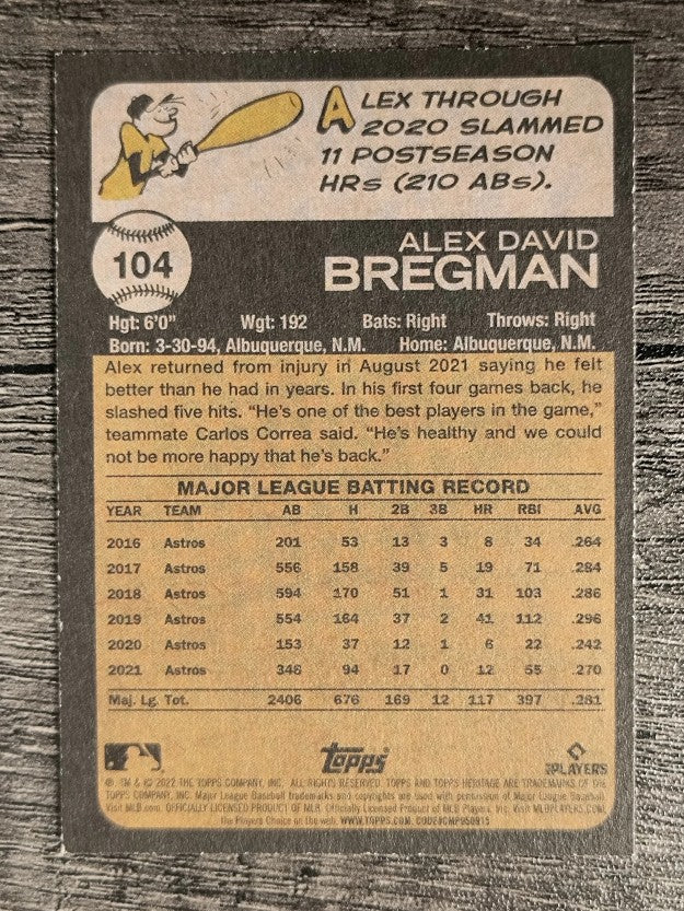 2022 Topps Heritage #104 Alex Bregman