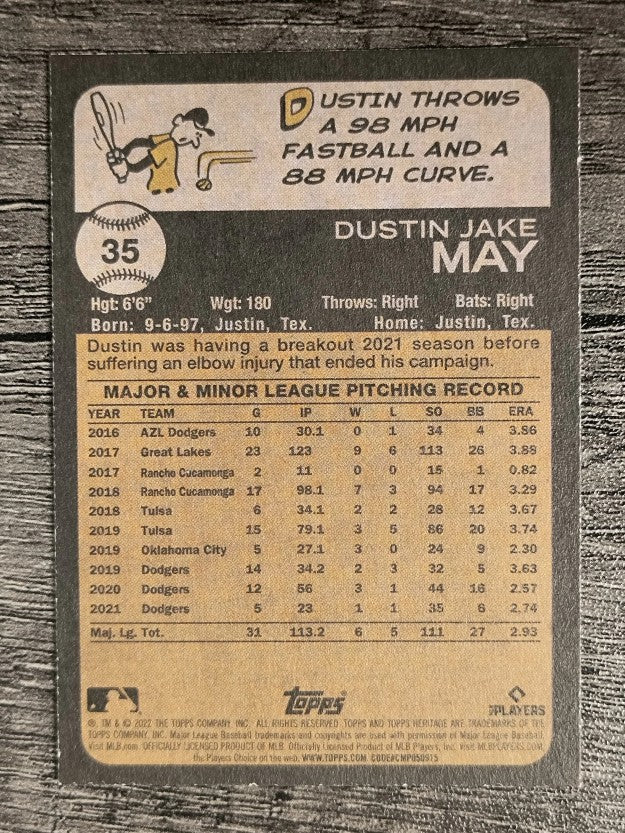 2022 Topps Heritage #35 Dustin May