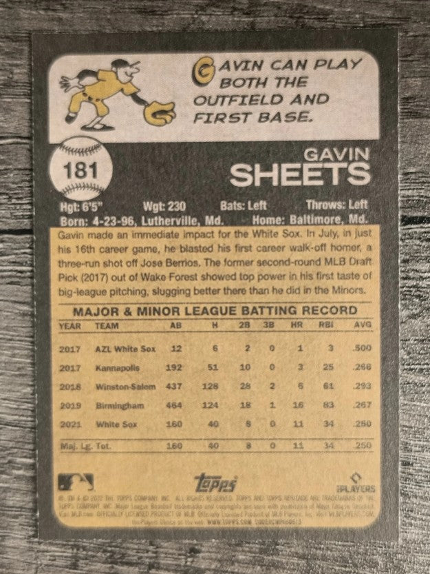 2022 Topps Heritage #181 Gavin Sheets RC