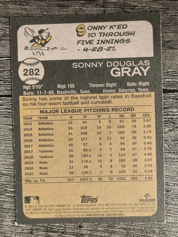 2022 Topps Heritage #282 Sonny Gray