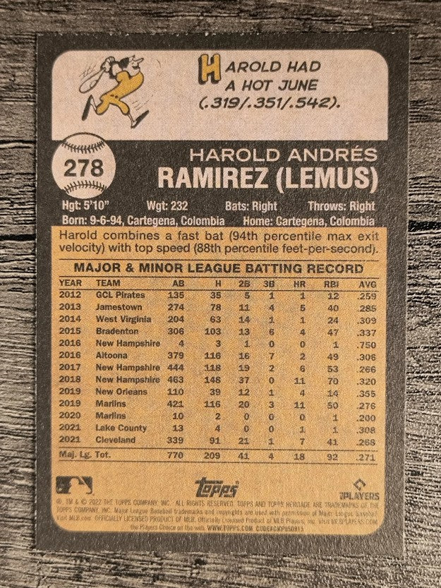 2022 Topps Heritage #278 Harold Ramirez