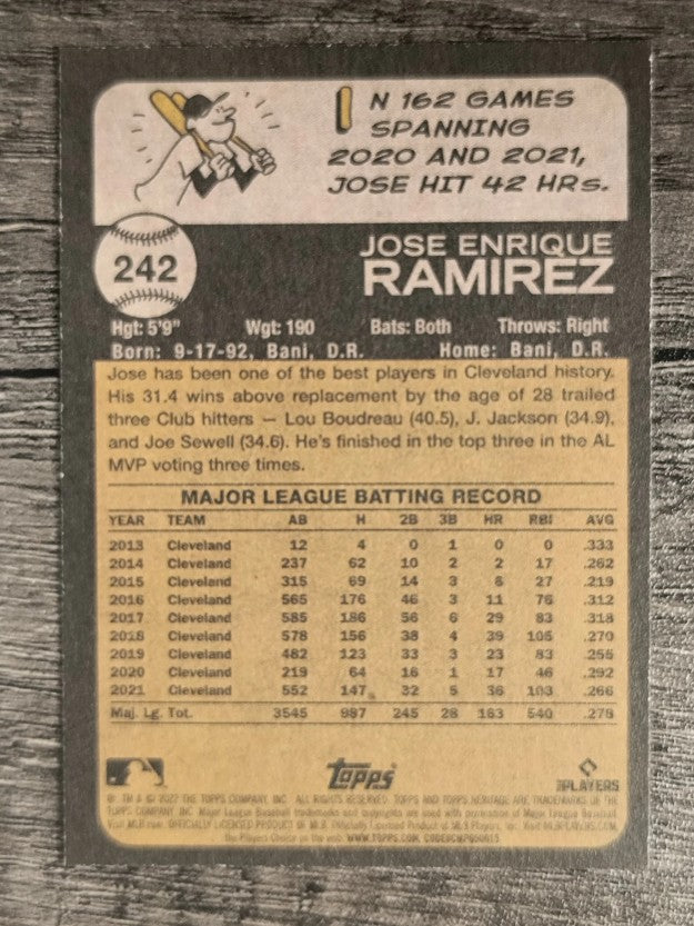 2022 Topps Heritage #242 Jose Ramirez