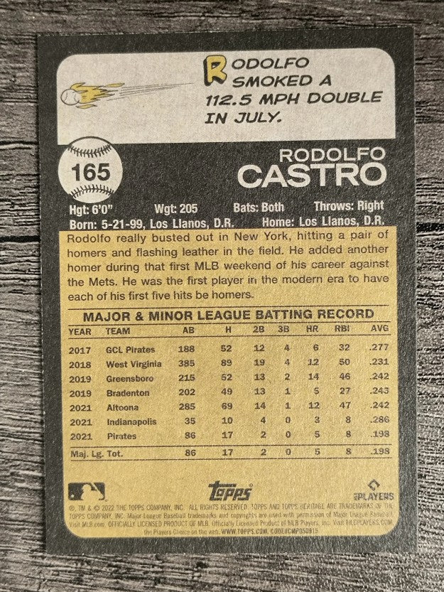 2022 Topps Heritage #165 Rodolfo Castro RC